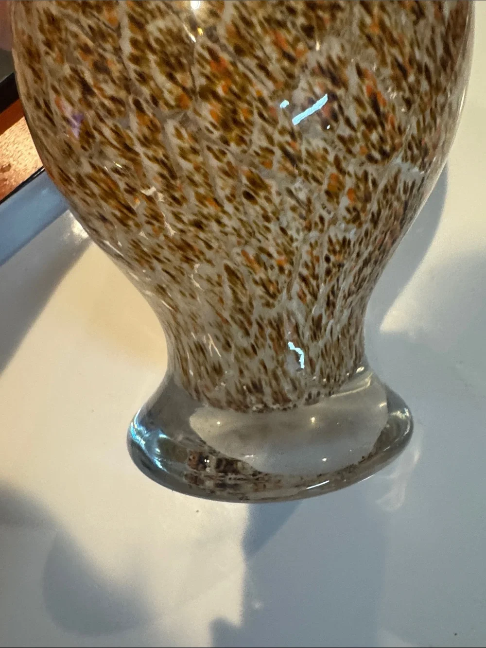 Bird Glass Vintage Speckled Pigeon Hawk White Brown Orange